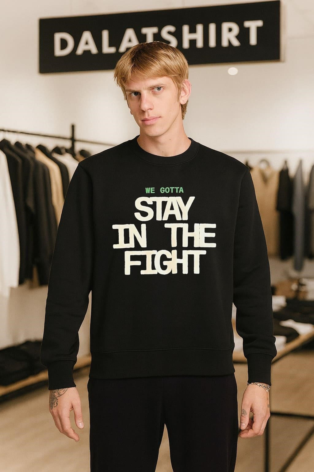 We Gotta Stay in the Fight White Block Lettering shirt