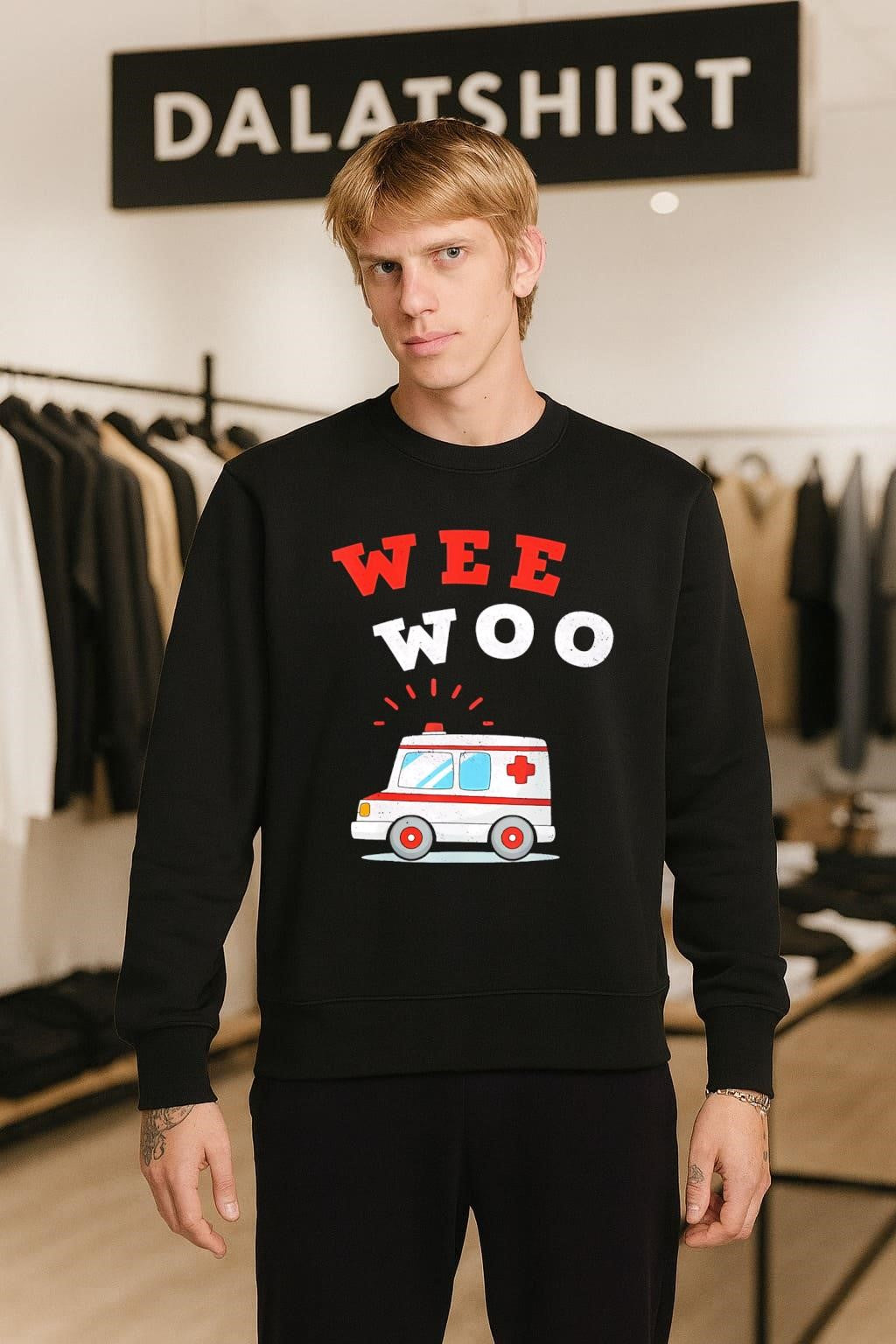Wee Woo Cartoon Ambulance Emergency Vehicle Rescue Theme shirt