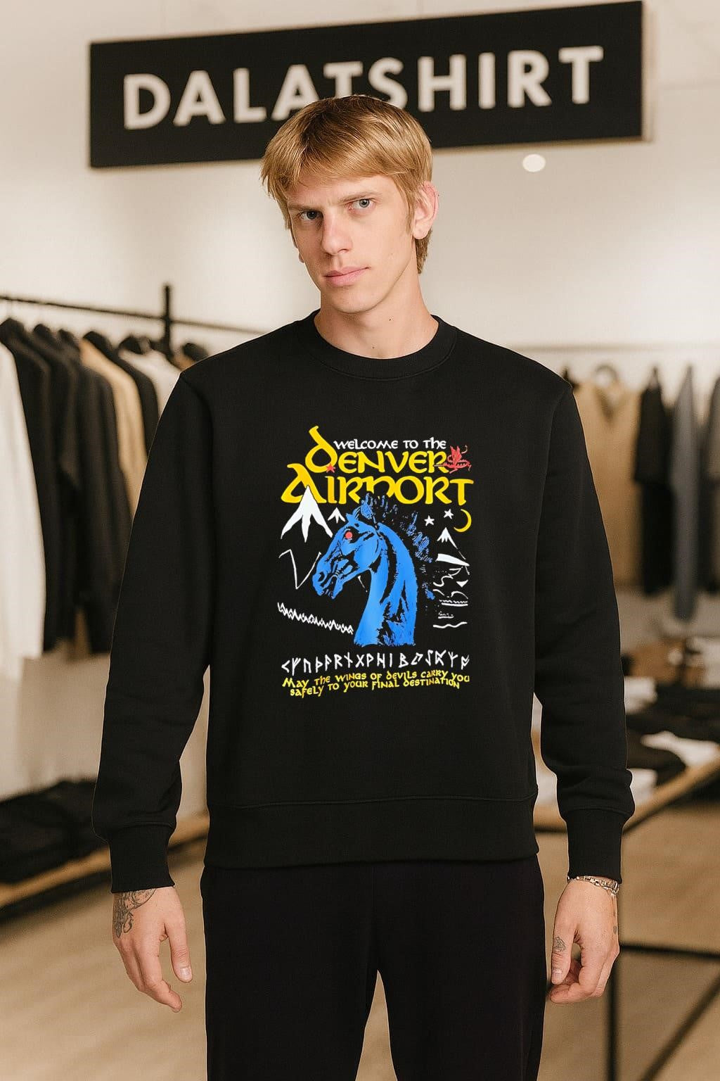 Welcome to the Denver Airport Blue Mustang Horse shirt