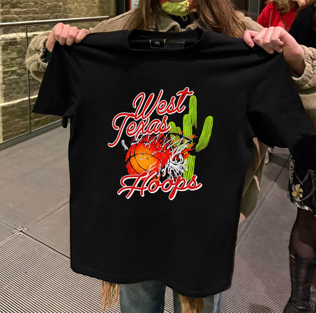 West Texas Hoops Flaming Basketball Desert Cactus shirt