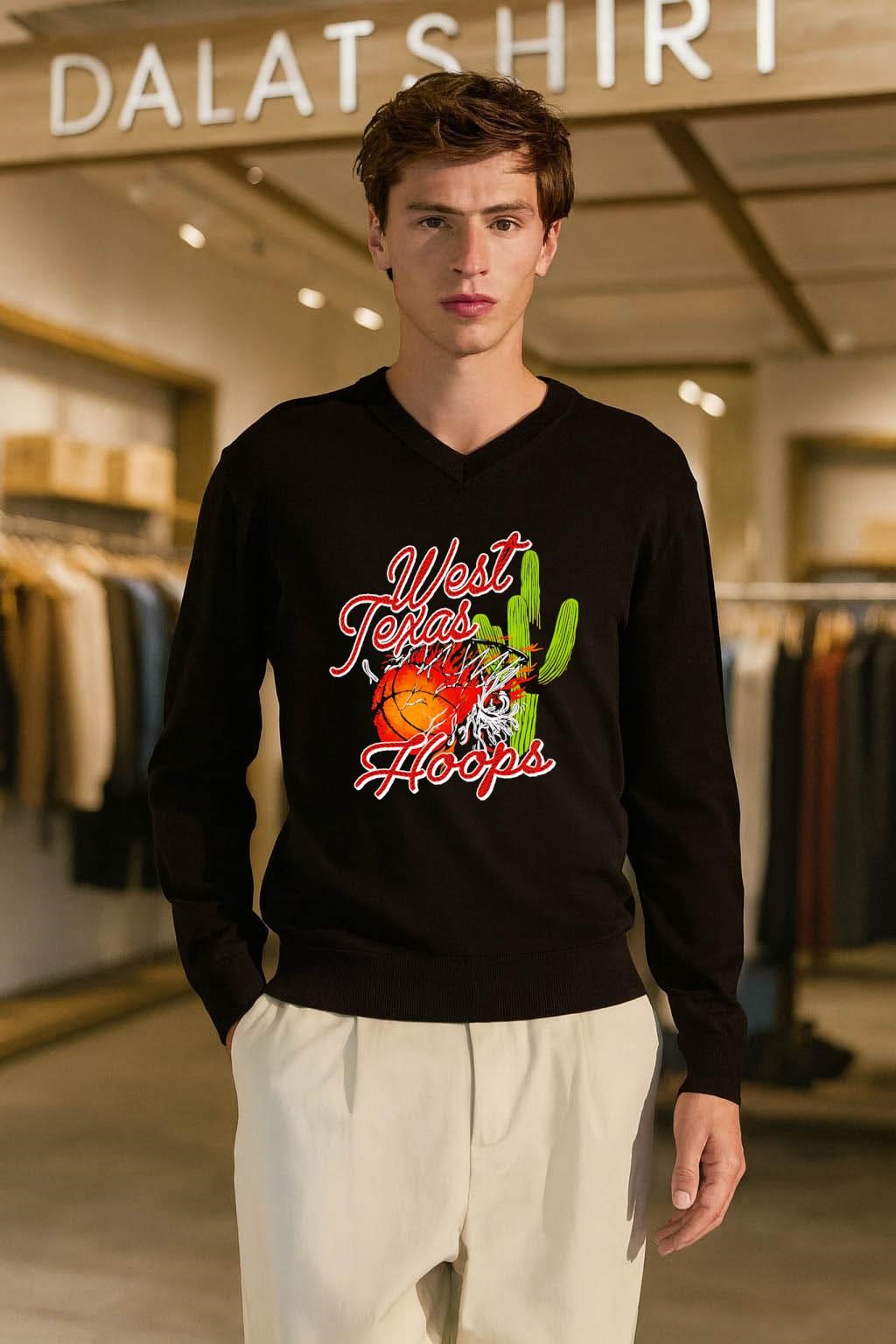 West Texas Hoops Flaming Basketball Desert Cactus shirt