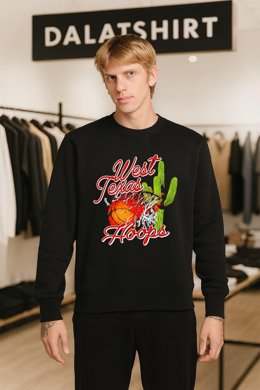 West Texas Hoops Flaming Basketball Desert Cactus shirt