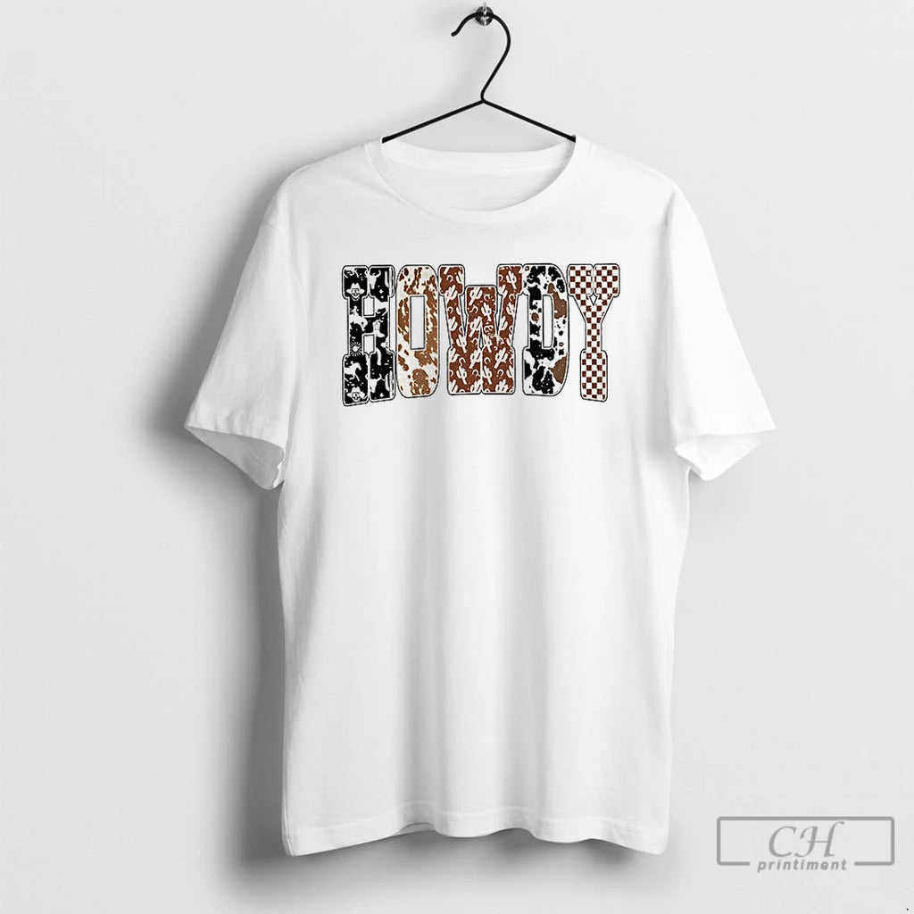 Western Halloween Ghost Howdy Cowboy Checkered Fall Letters T Shirts