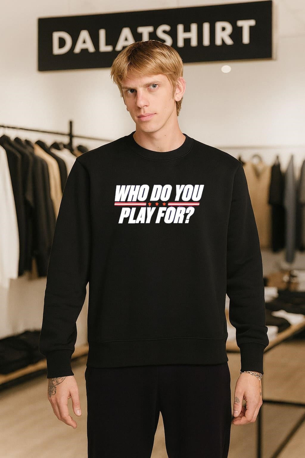 Who Do You Play For Bold Text Graphic shirt