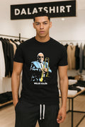 Willie Colón salsa musician playing trombone shirt