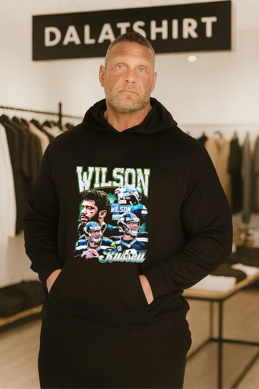 Wilson Russell Seattle Football Quarterback Collage Cracked Text shirt