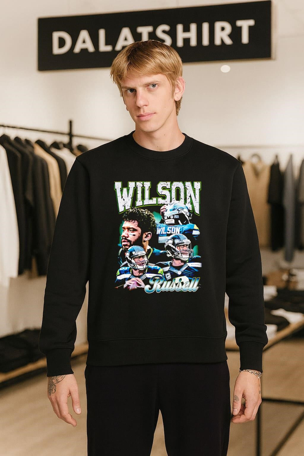 Wilson Russell Seattle Football Quarterback Collage Cracked Text shirt