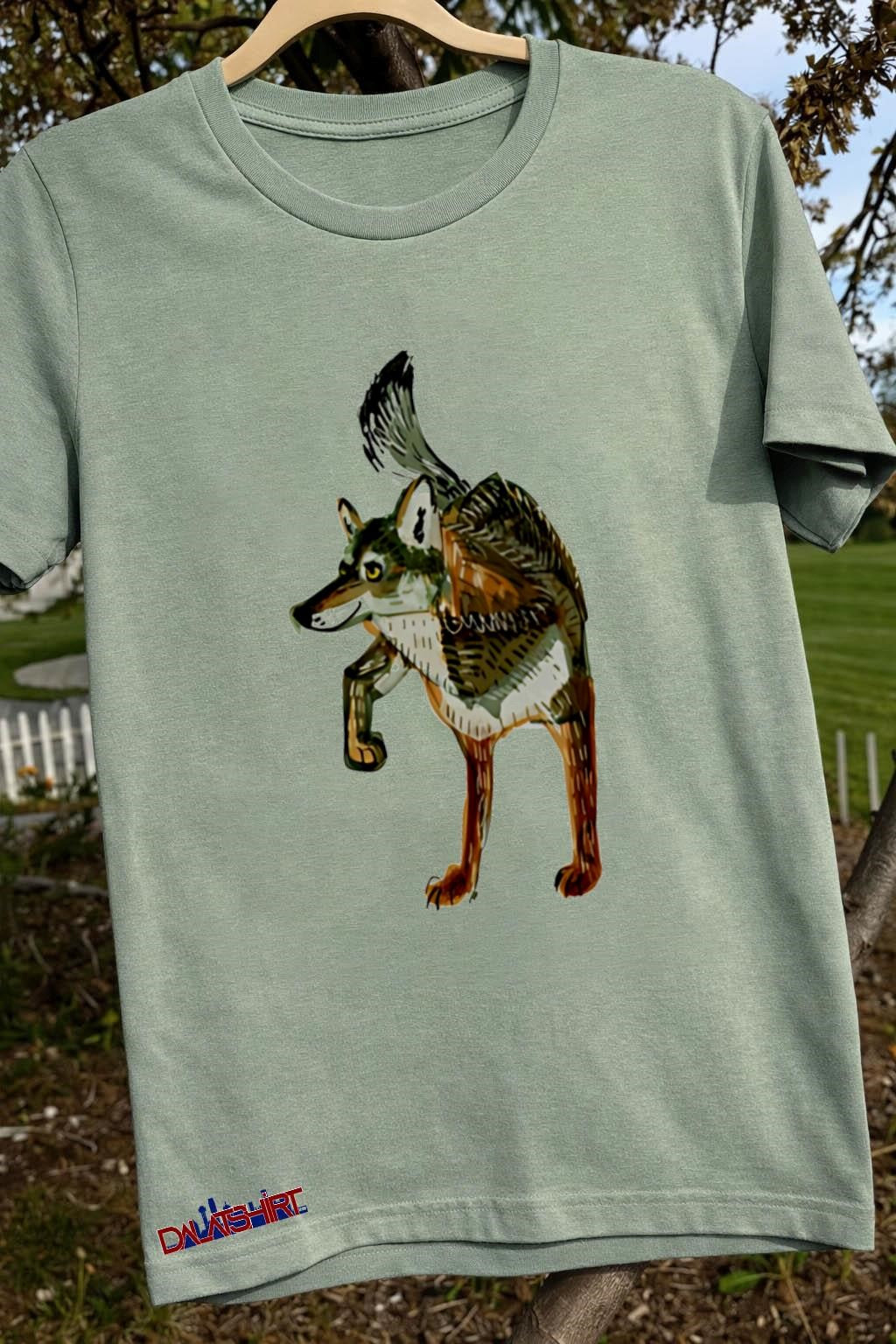 Wolf Standing on Two Legs Artistic Sketch Illustration shirt