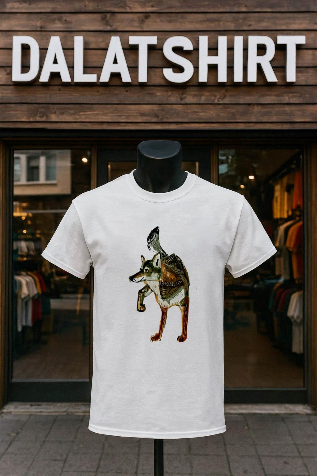 Wolf Standing on Two Legs Artistic Sketch Illustration shirt