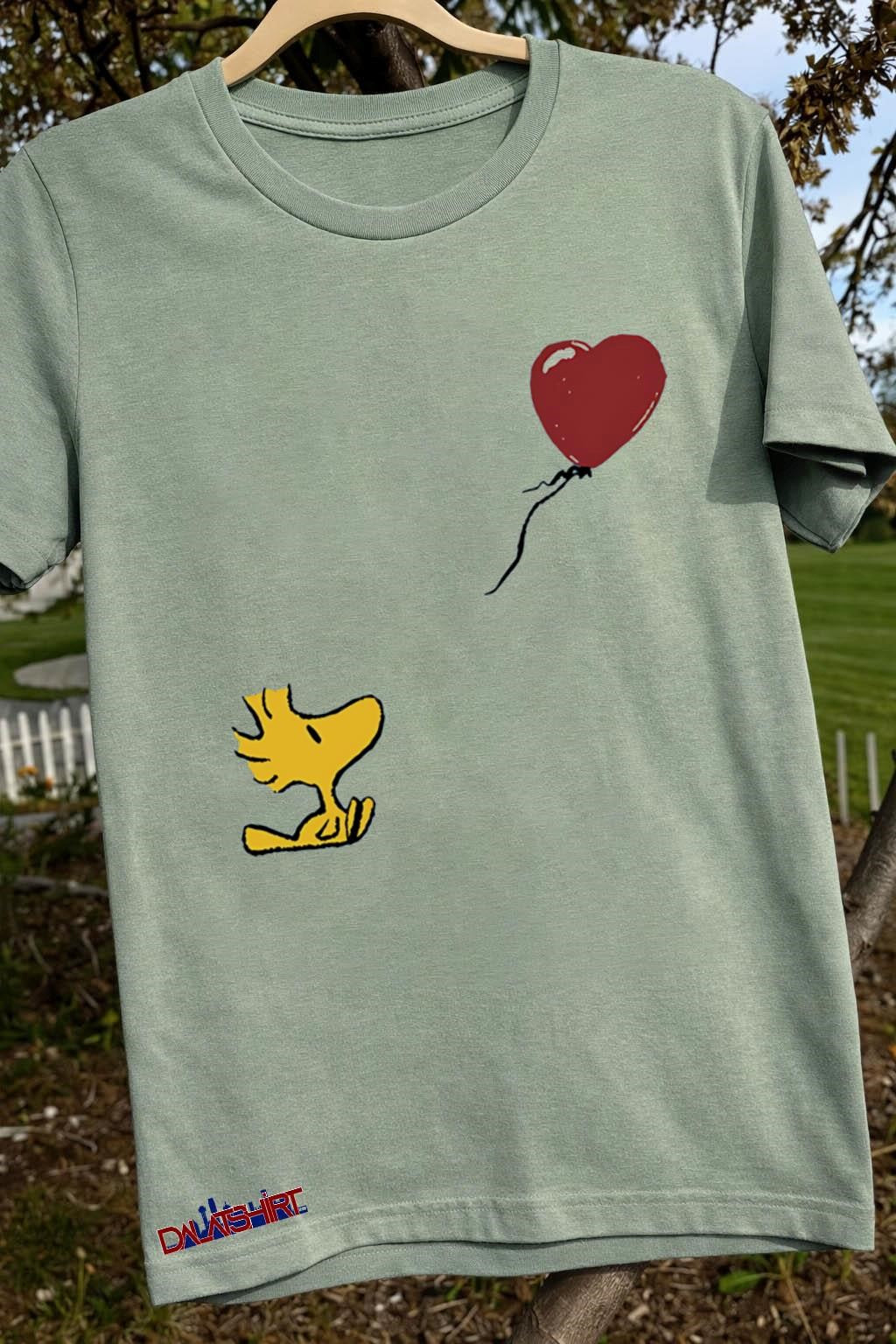 Woodstock Peanuts Character with Red Heart Balloon shirt