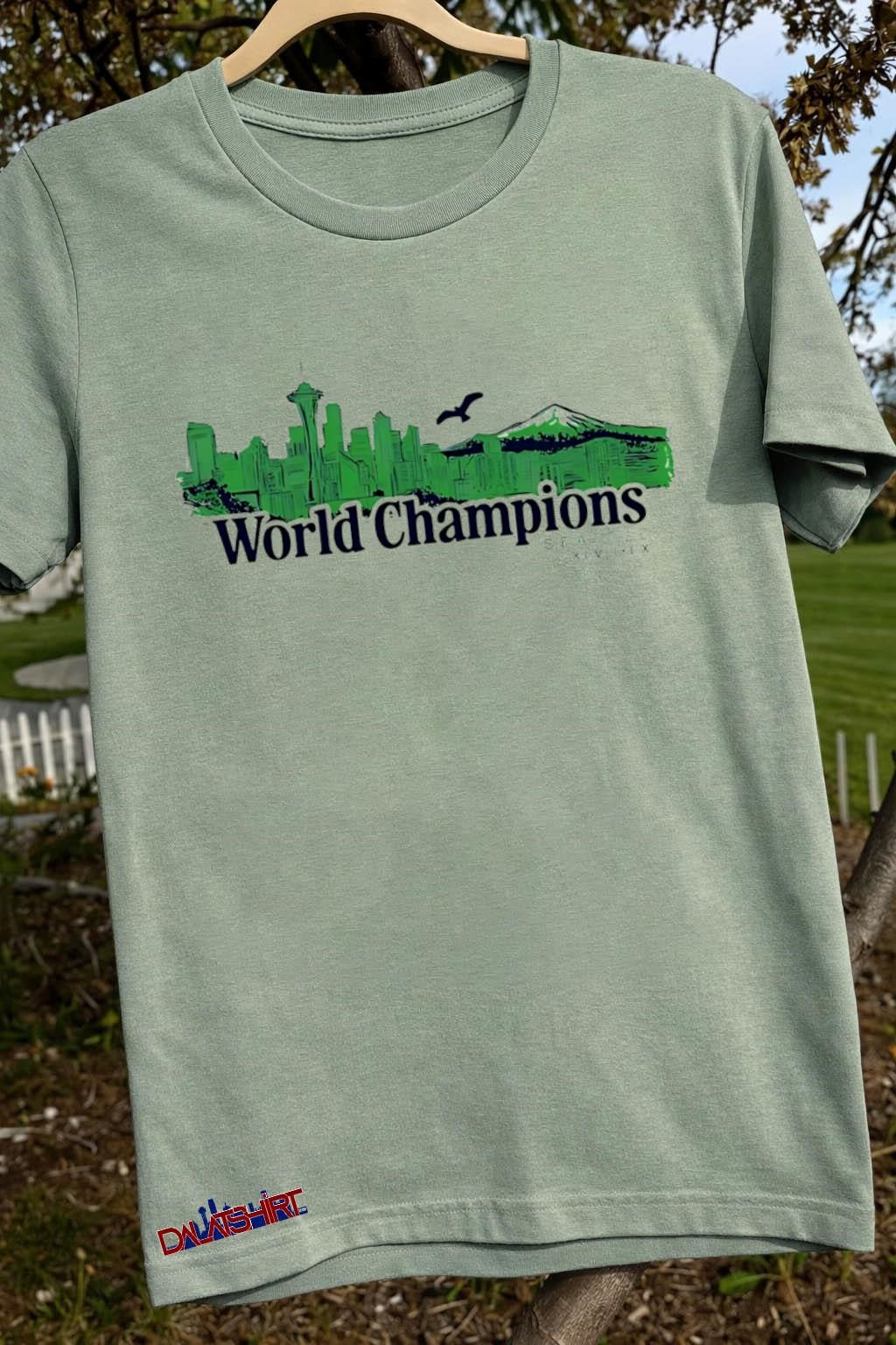 World Champions Seattle XLVII LX Skyline Space Needle Mount Rainier shirt
