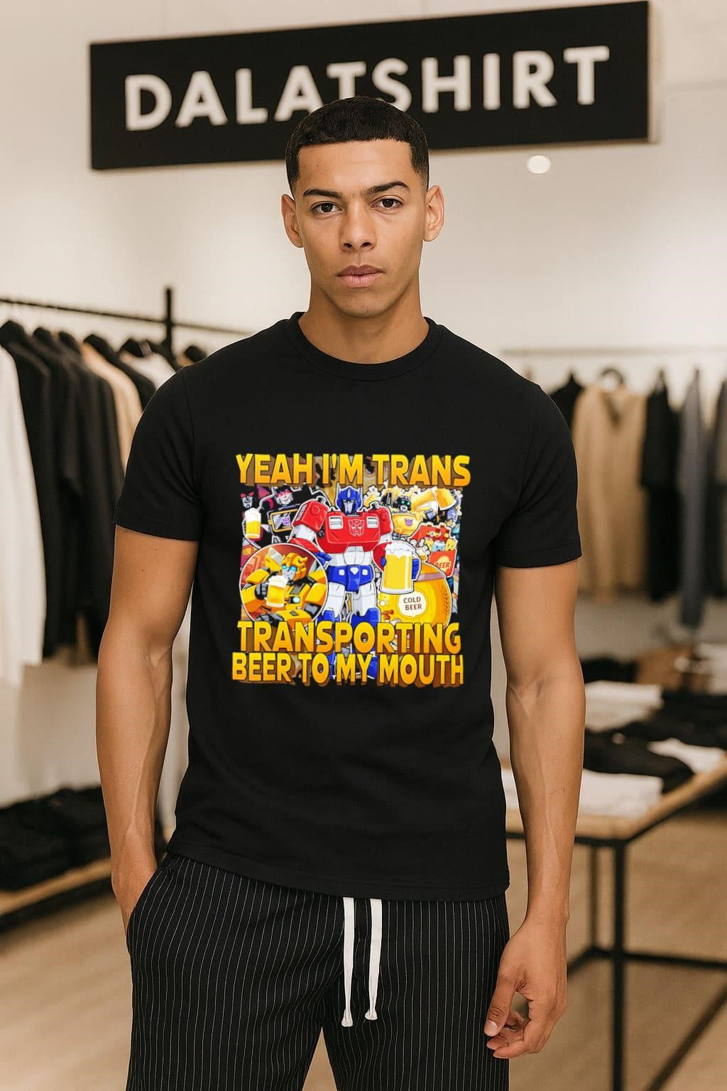 Yeah I’m Trans Transporting Beer To My Mouth Optimus Prime shirt