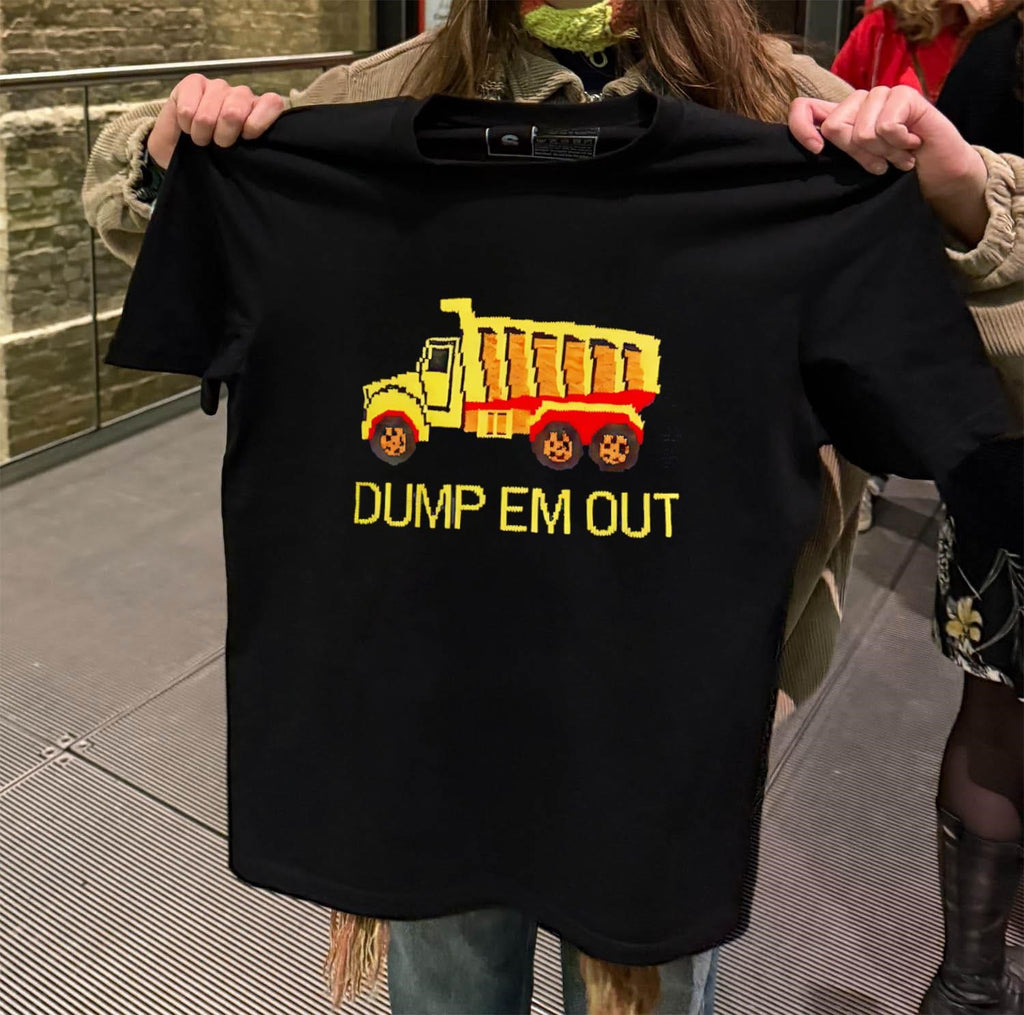 Yellow Dump Truck Graphic With Dump Em Out shirt