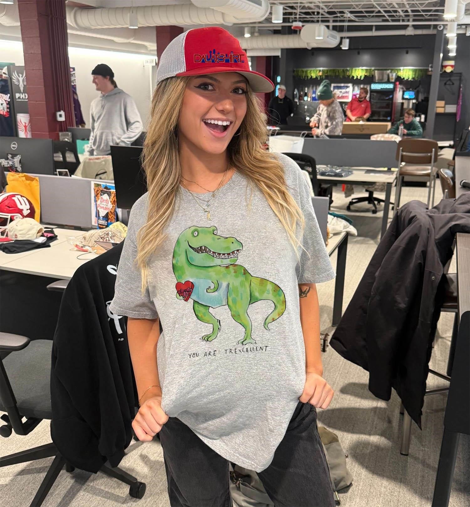 You Are Trexcellent T-Rex Dinosaur Holding Heart Box Valentine shirt