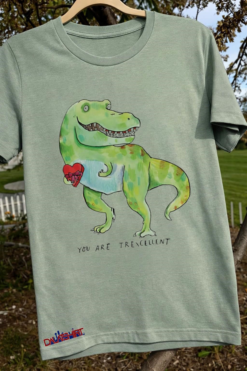 You Are Trexcellent T-Rex Dinosaur Holding Heart Box Valentine shirt