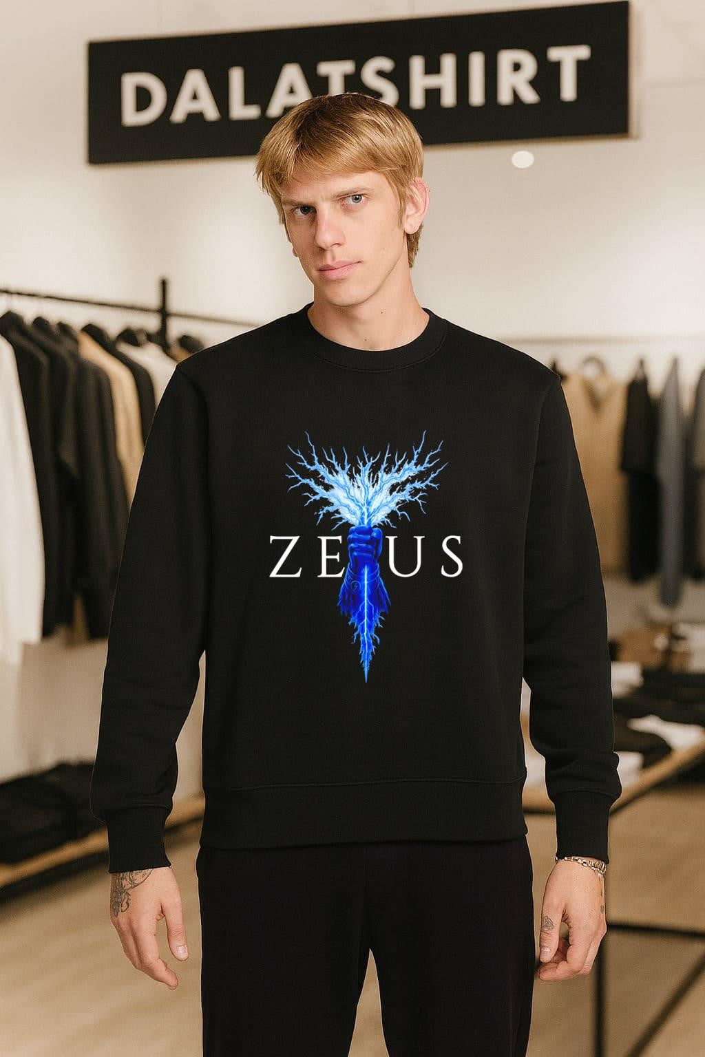 Zeus Mythos 1 Hand Holding Blue Lightning Bolt shirt