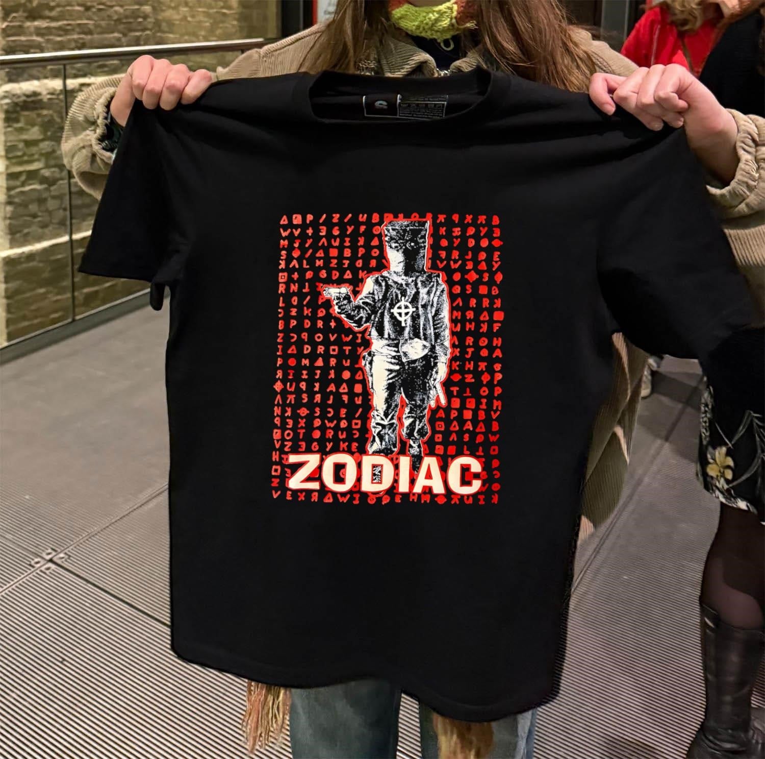 Zodiac Killer Cipher and Masked Figure Graphic Design shirt