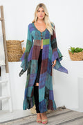 Deity Print Long Bell Sleeves Kimono (KT-1348)