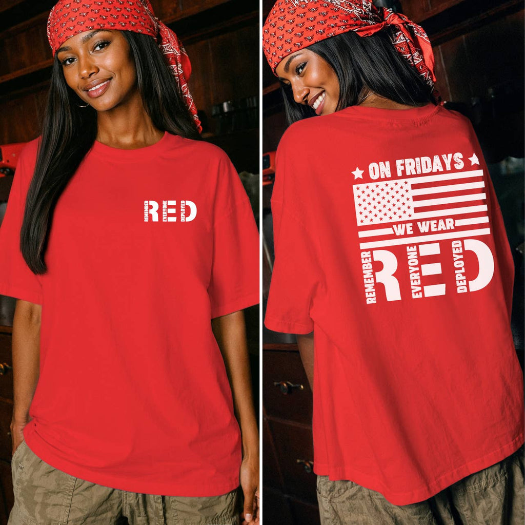 On Fridays We Wear Red - Remember Everyone Deployed T-Shirt