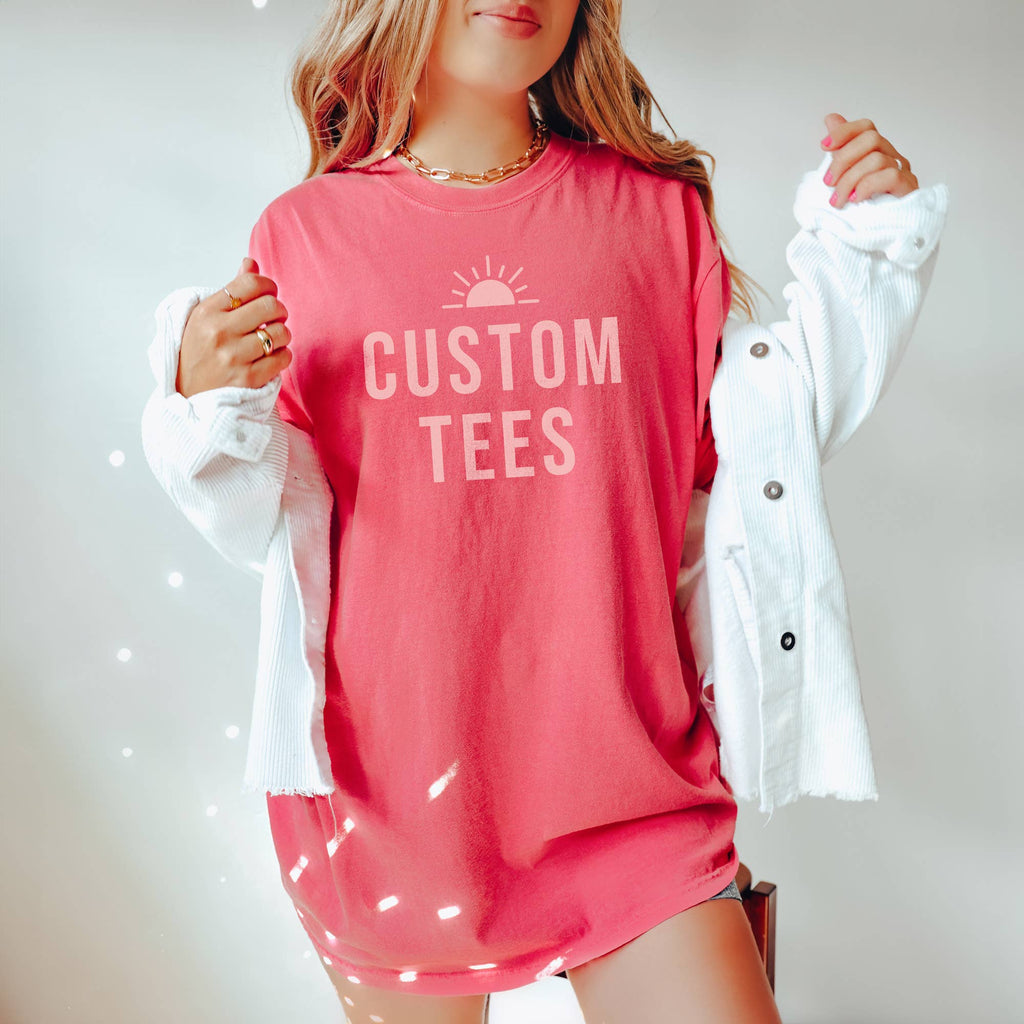 Custom Comfort Color Tee, Name Location Logo, Summer Colors