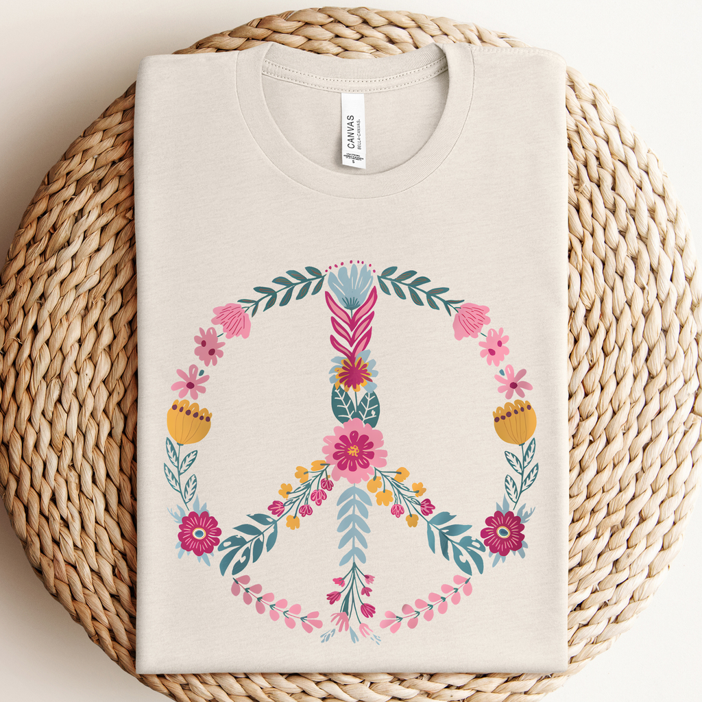 Pink Floral Peace Graphic Tee