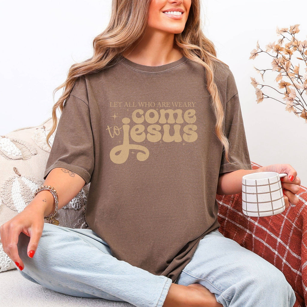 Let All Who Are Weary Come Jesus Summer Floral Graphic Tee