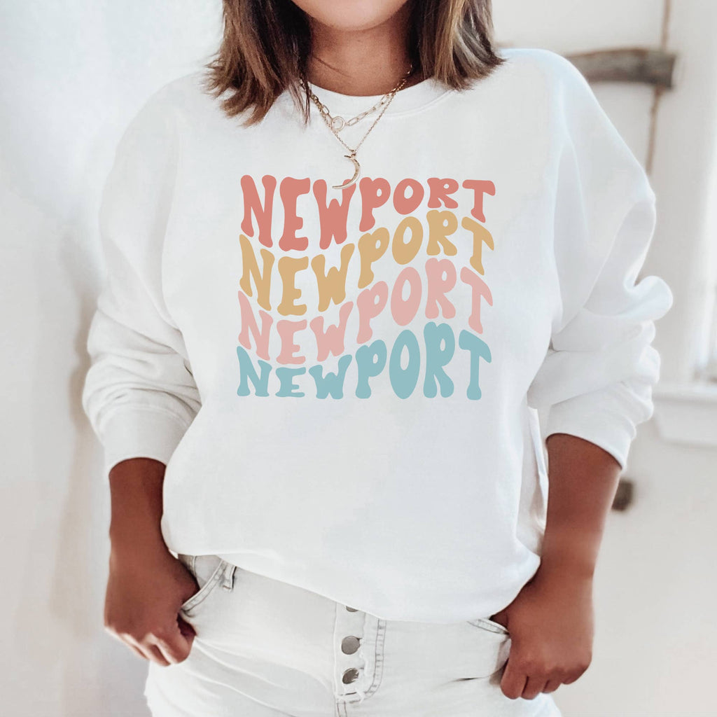 Custom Wavy Location Crewneck Sweatshirt | S-2XL