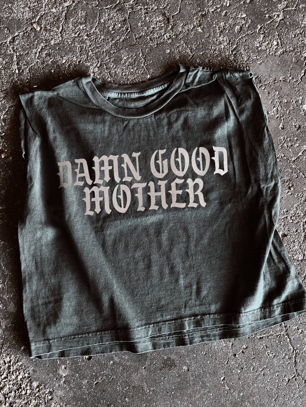 Damn Good Mother Cut Off Muscle Crop Tee  - Smoke