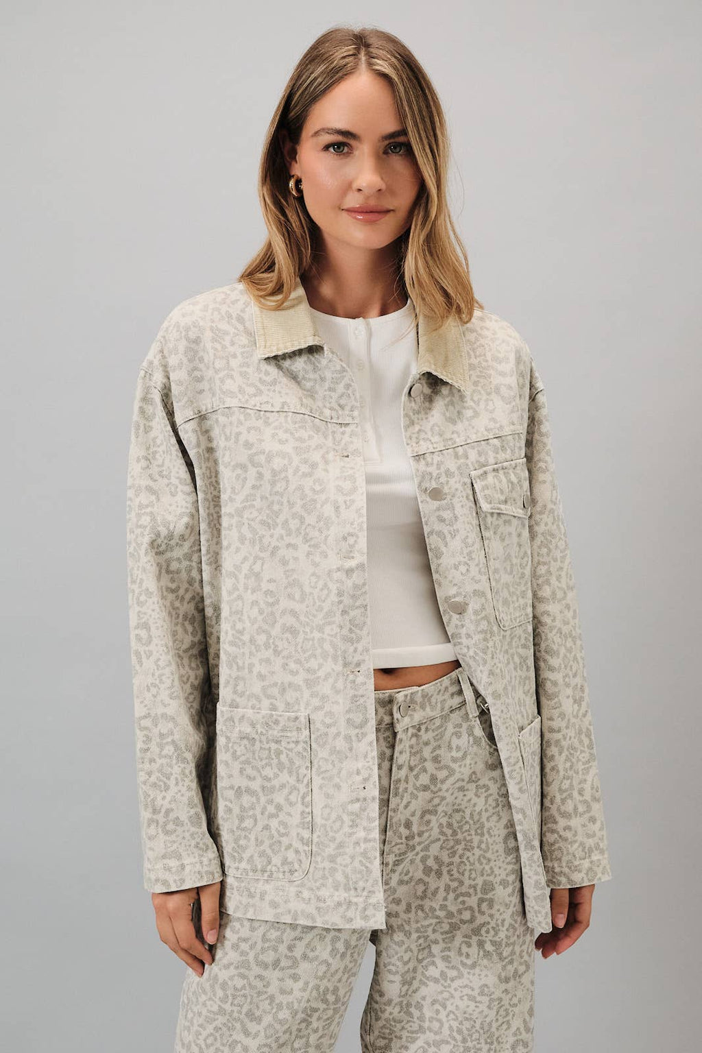 Animal Print Long Sleeve Barn Jacket
