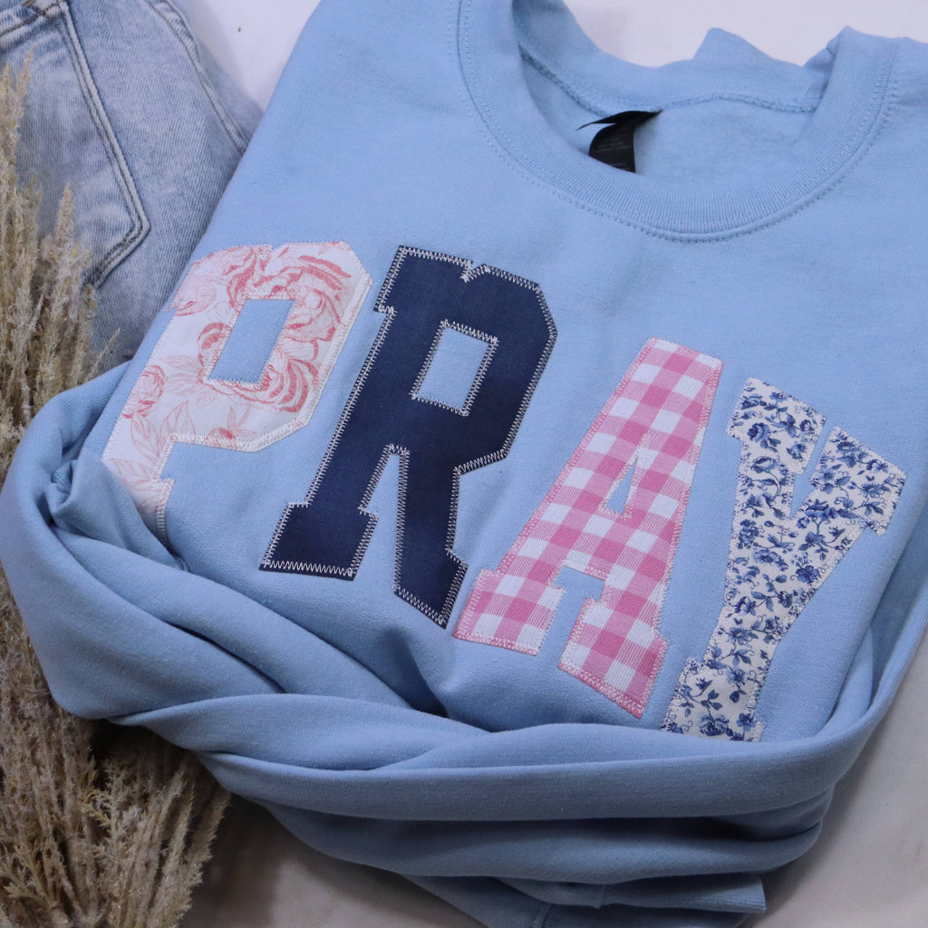 Light Blue Pray Christian Faith Sweatshirt