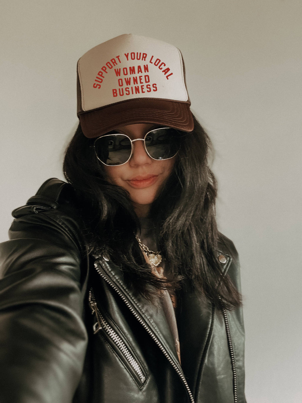 Support Your Local Woman Owned Business Trucker - Tan/Brown