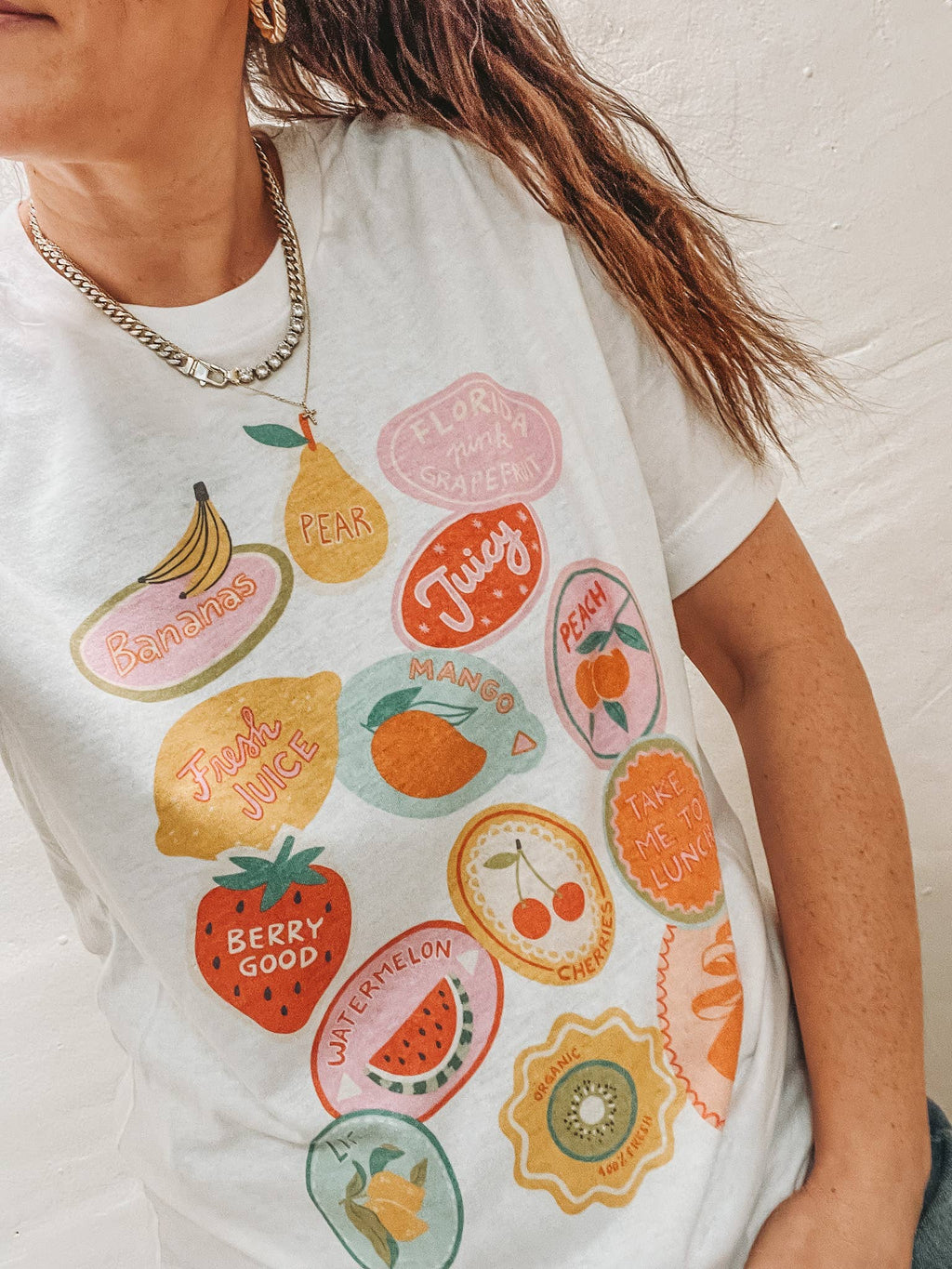 Fruit Stickers Graphic Tee | Summer Tee