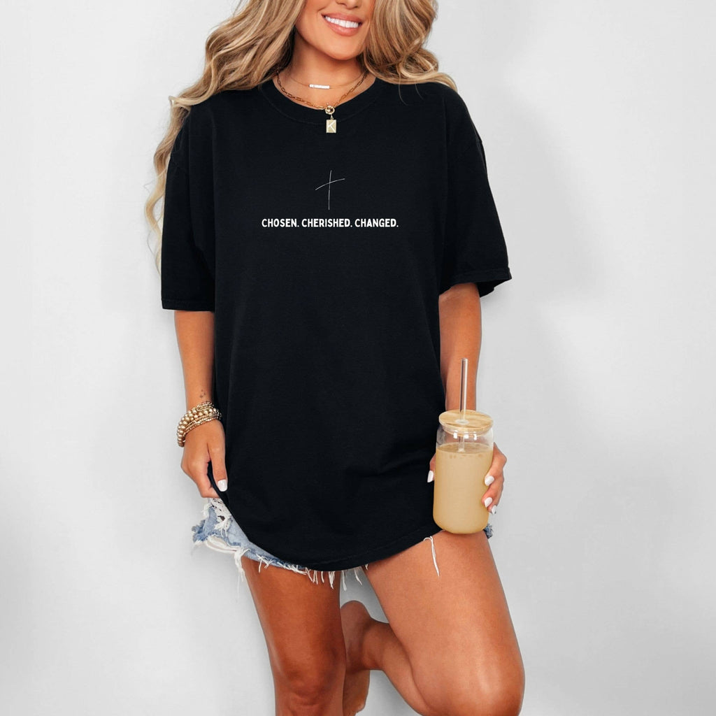 Chosen. Cherished. Changed. Christian Summer Graphic Tee
