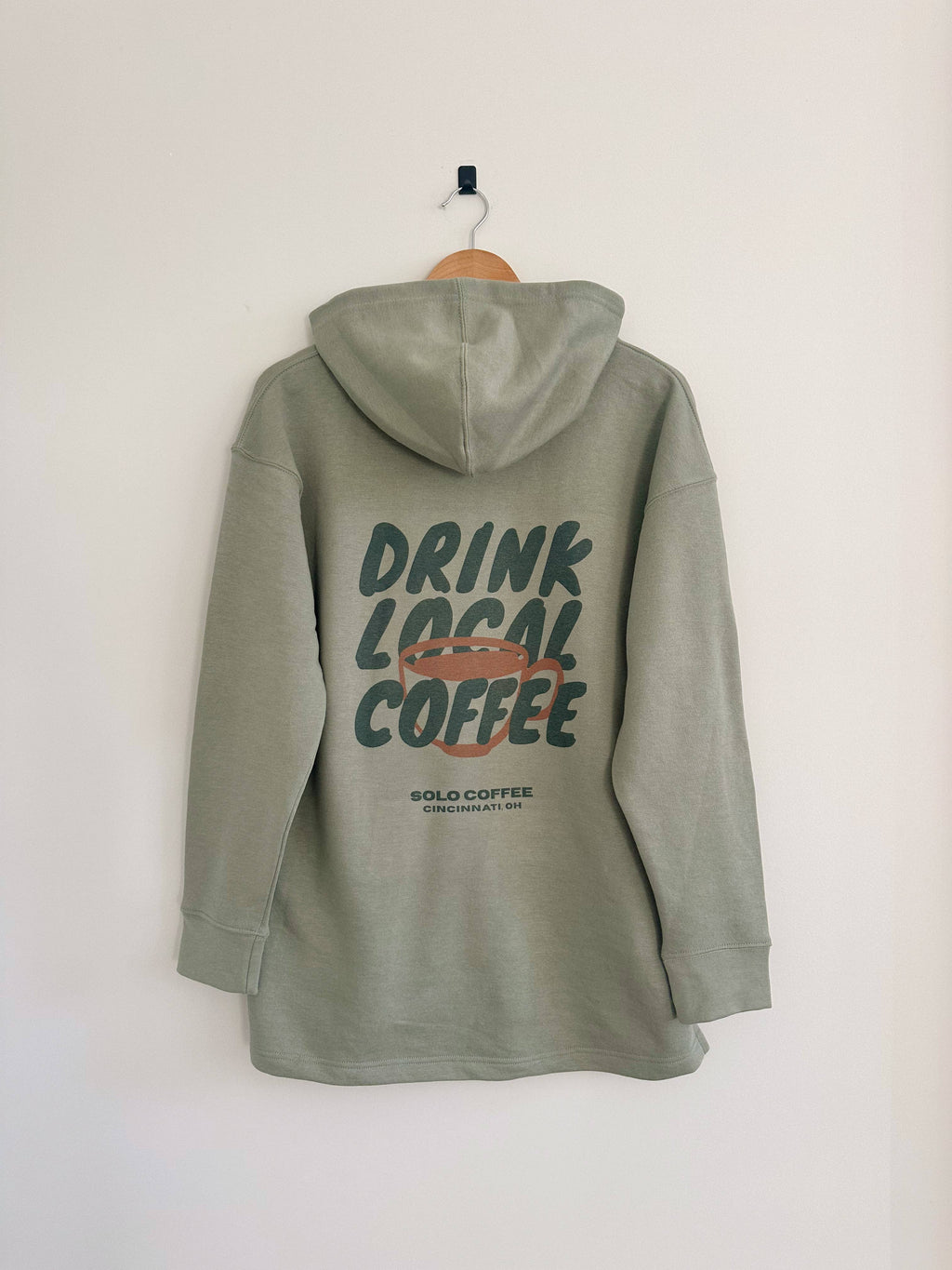 Drink Local Coffee Hoodie - Green Earth (Full Length)