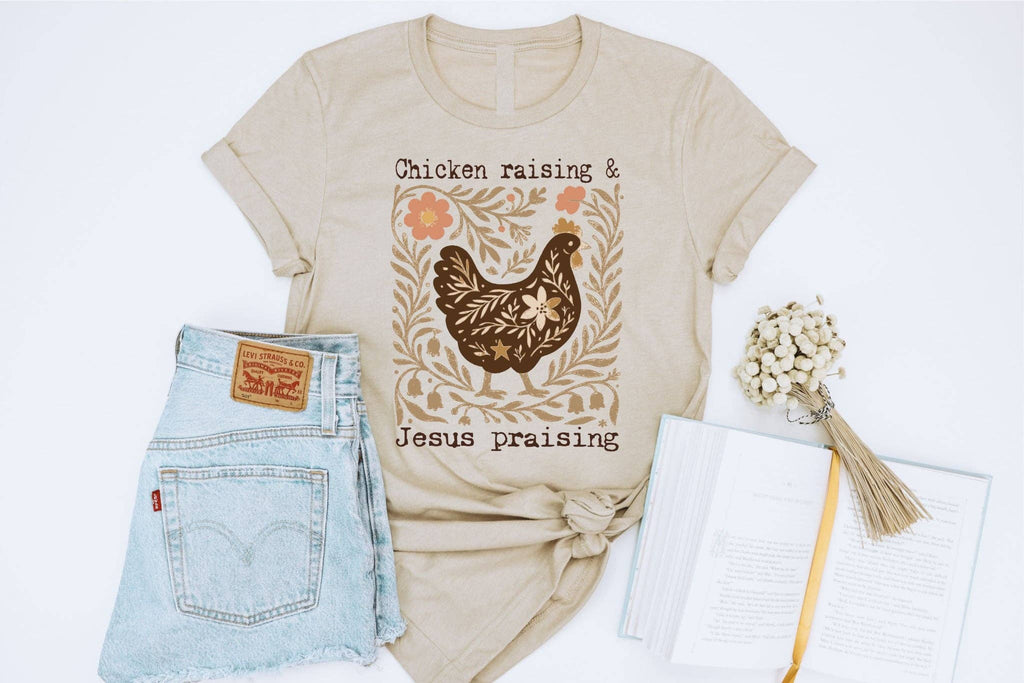 Chicken Raising Jesus Praising Vintage Western Graphic Tee