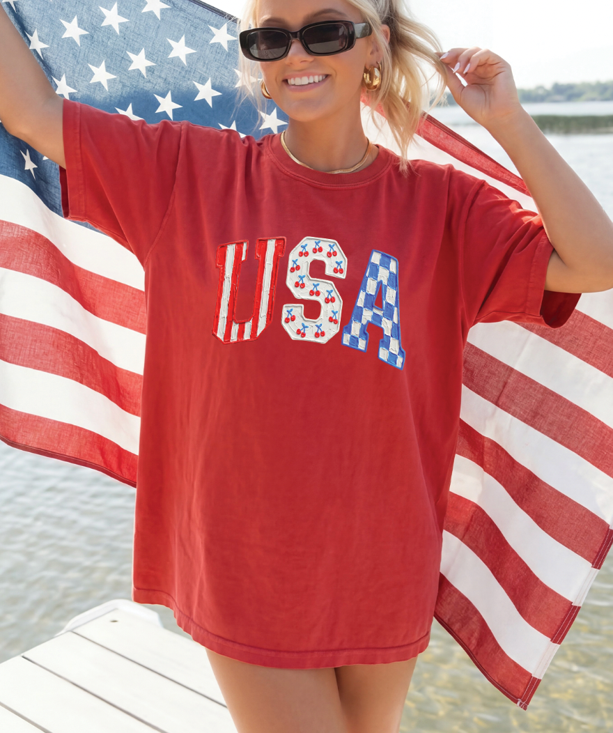 USA Cherries  - Red Comfort Color Tees