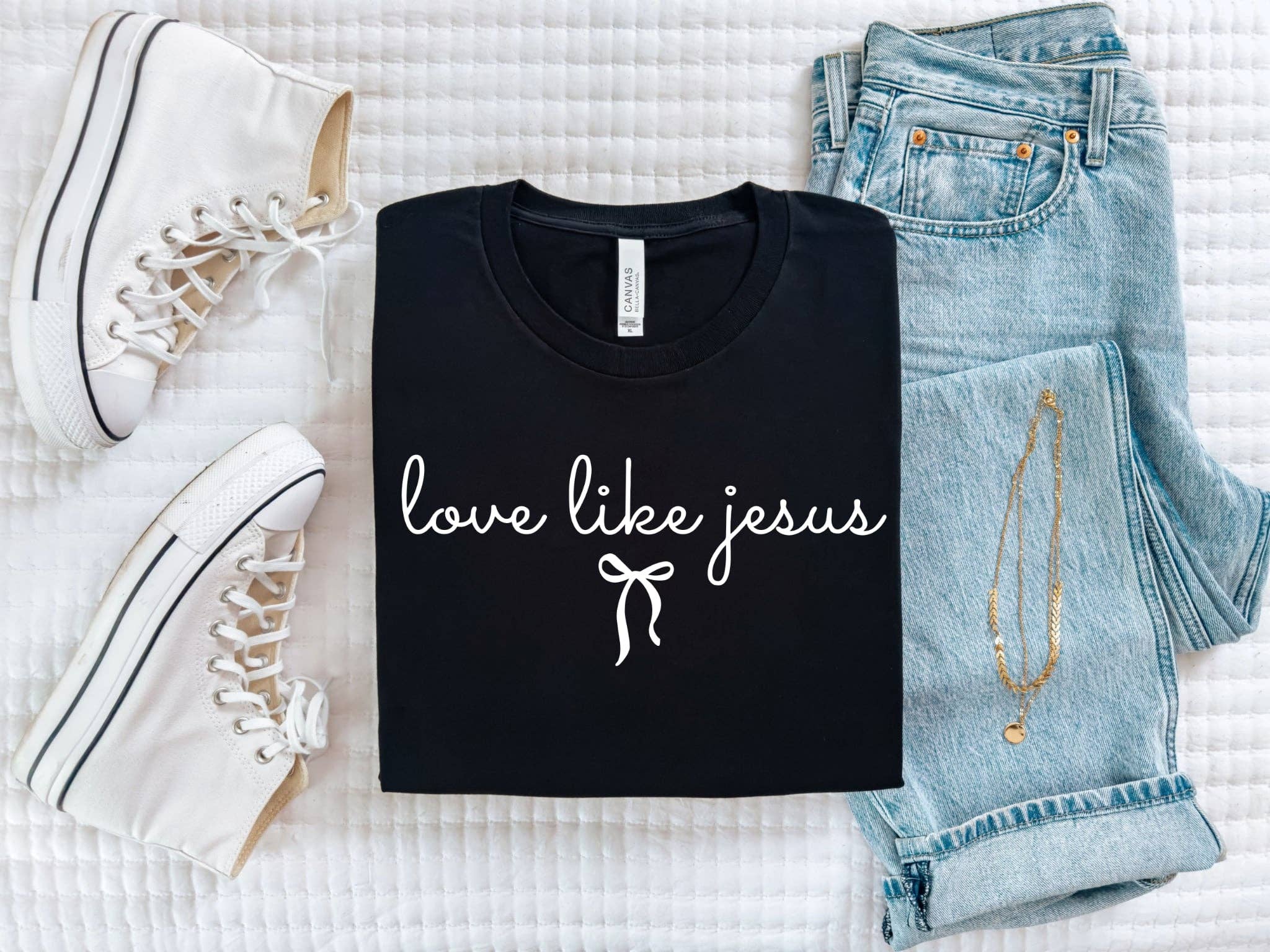 Love Like Jesus Black Bella Christian Graphic Tee