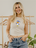 Ku Jayhawks Mascot Flag Off White Micro Cropped Tank