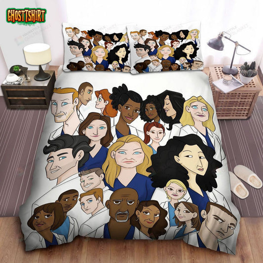 Grey's Anatomy, Cartoon Characters Bed Sheets Spread Comforter Duvet Cover Bedding Set