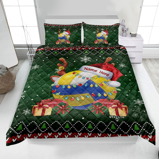 Personalized Volleyball Quilt Set, Christmas Volleyball Quilt Blanket & Pillowcase, Custom Quilt Bedding Set, Chrismas Gift for Daughter