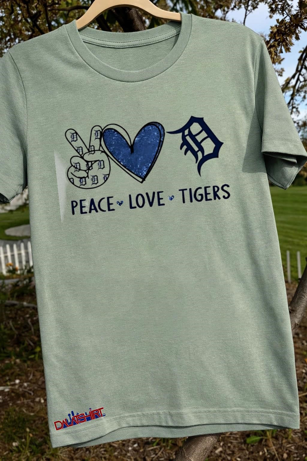 Peace Love Tigers Detroit Baseball Fan Graphic shirt