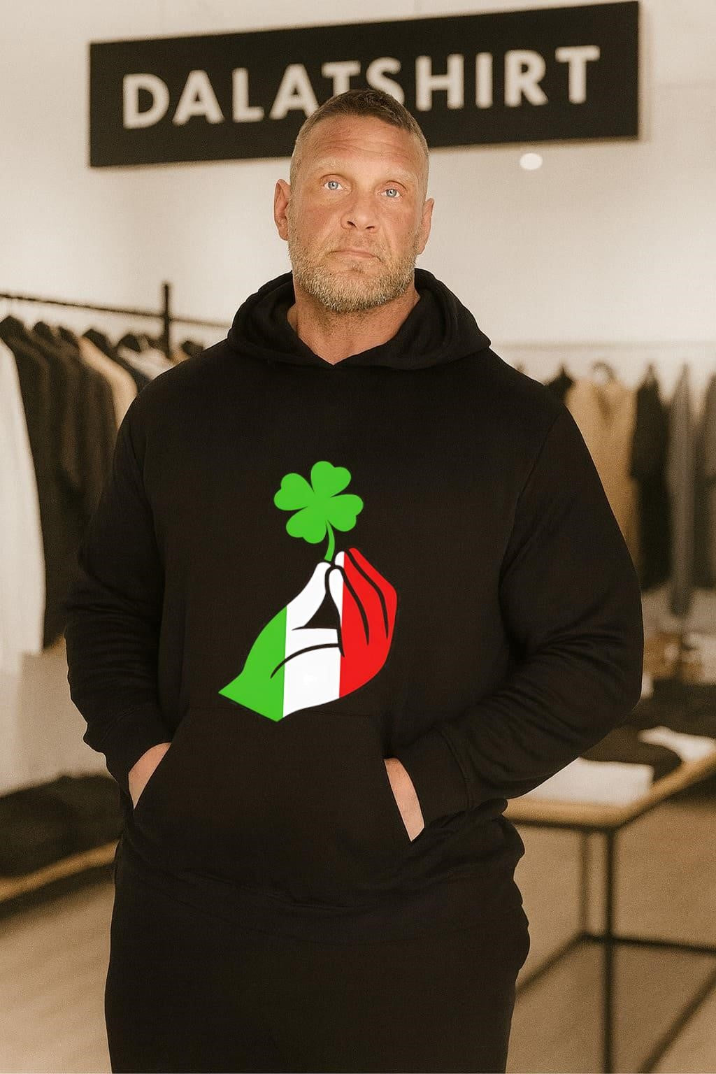 Italian Hand Gesture Holding Green Four Leaf Clover shamrock shirt