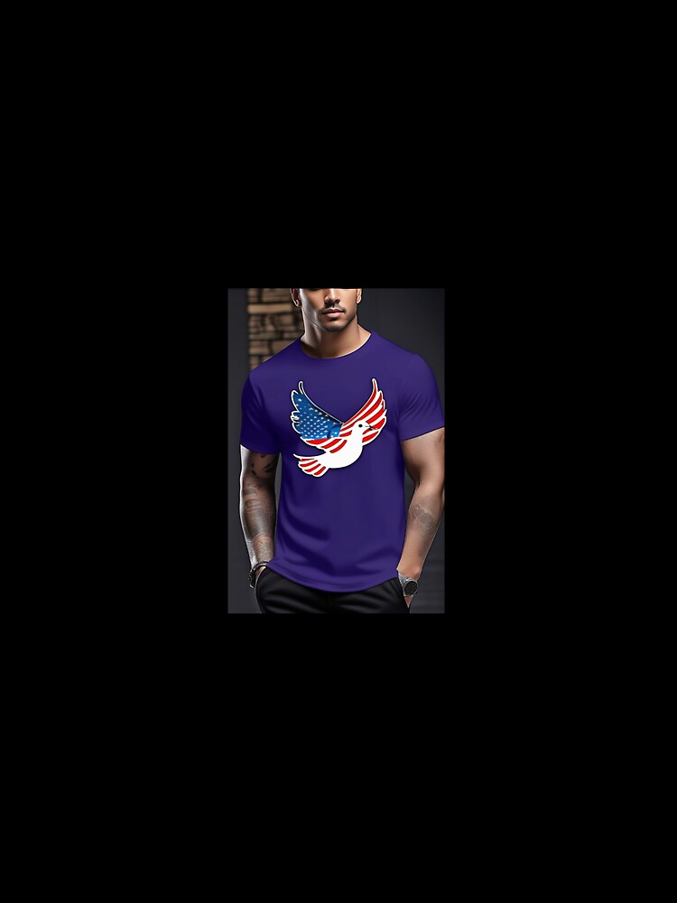 Casual Men's Tee with American Flag Dove Design by Chukszy1