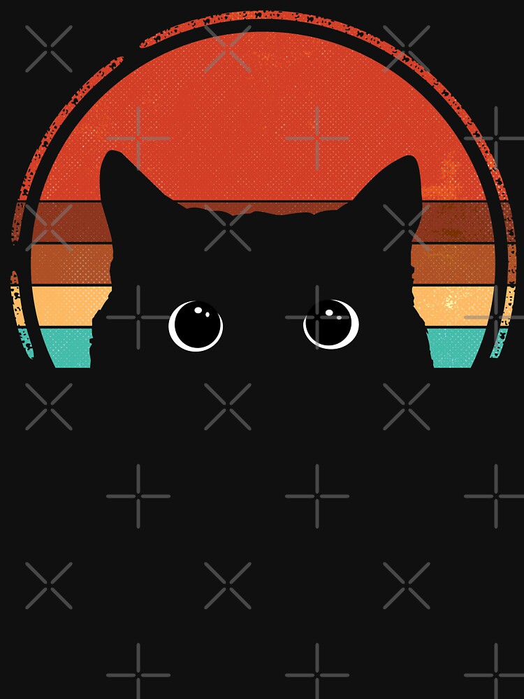 Black Cat Peeking Sunset Vintage by nameonshirt