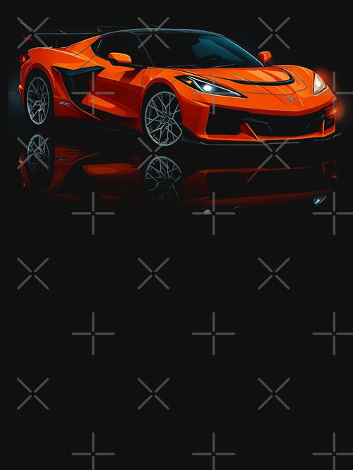 2025 Corvette ZR1X – Orange C8 Supercar Illustration | Modern American Supercar Wall Art by Stinky Lincy's Apparel Company