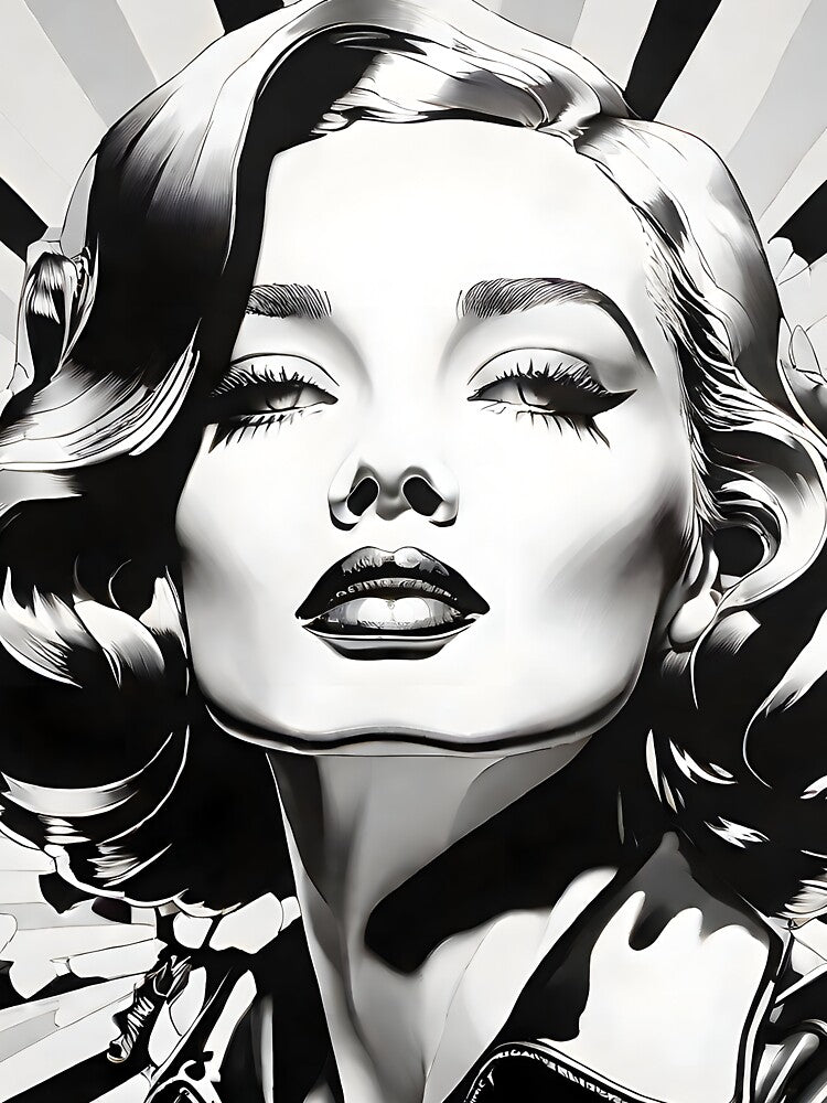 black and white pop art style by aledfychan