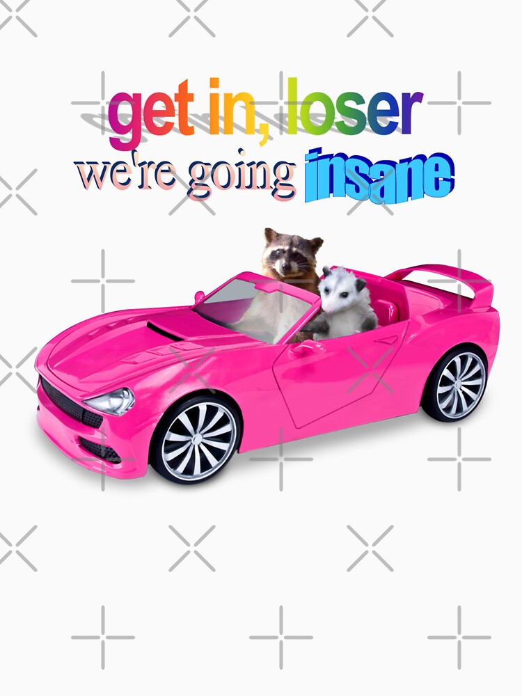 Get in loser, we're going insane raccoon possum word art by snazzyseagull