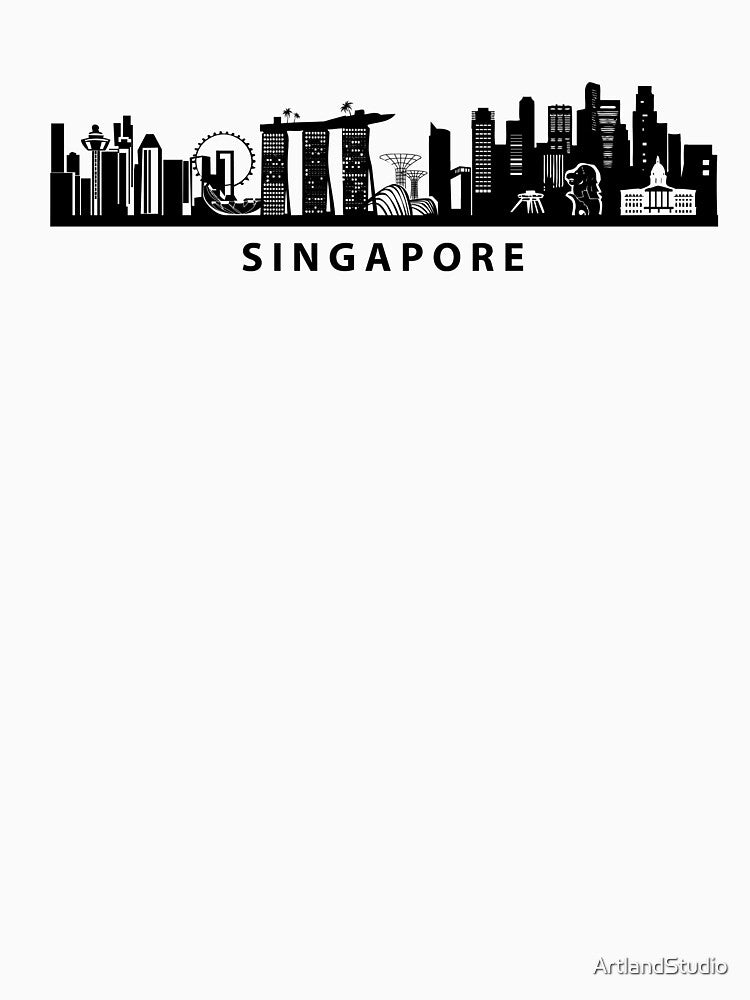 Singapore Skyline Art by Elenia Design