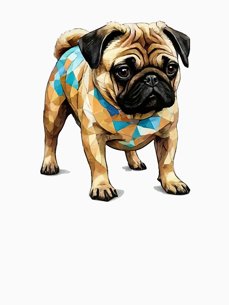 Geometric Pug Art – Modern Pet Art by Tklezardesigns