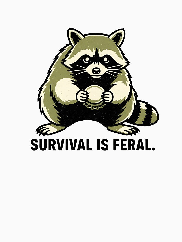 Survival Is Feral – Vintage Streetwear Raccoon Illustration by JonelCrafts